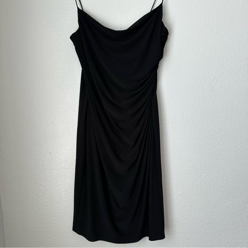 Lauren Ralph Lauren Black Ruching Cocktail Dress Wedding Evening Date Party 12